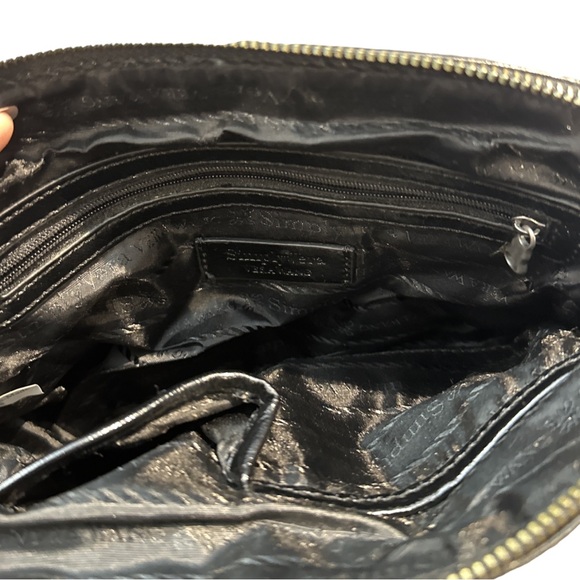 SIMPLY VERA VANG WANG cute black vegan leather mini crossbody bag w/gems, NWOT. - Picture 7 of 9